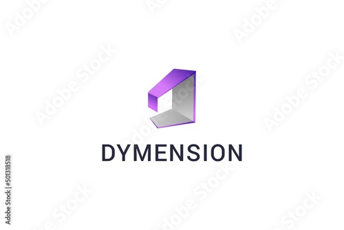 Letter D creative 3d technological modern logo