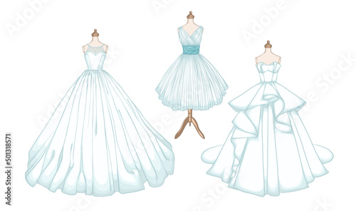 Wedding dresses set. Vector Illustration