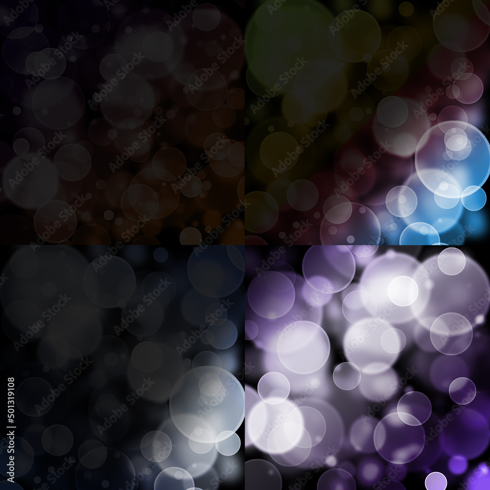Bokeh background, different colors, circles, bubbles, lights, graphic, icon, texture, text space