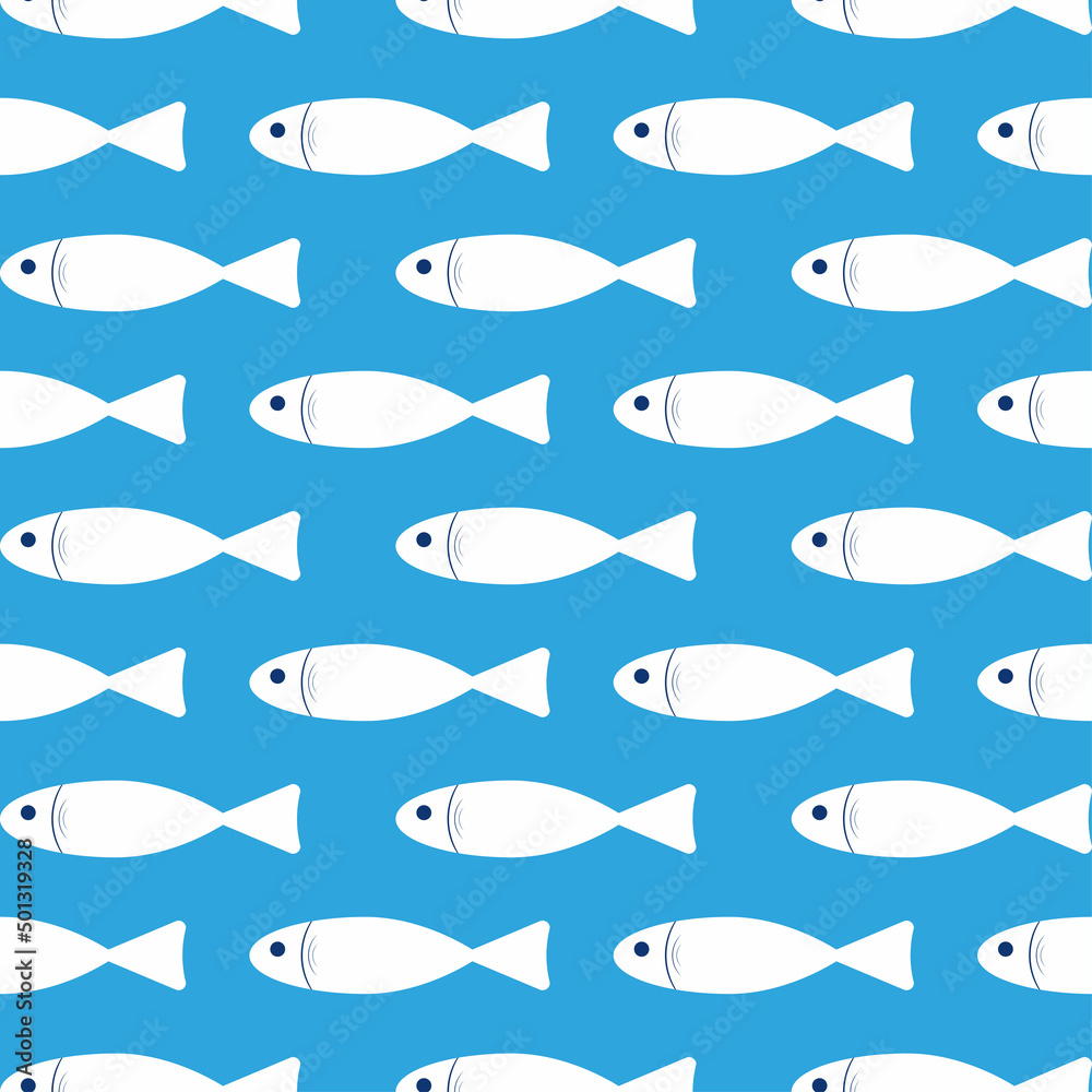 Fototapeta premium vector illustration of a pattern on a marine theme. seamless pattern with fishes.