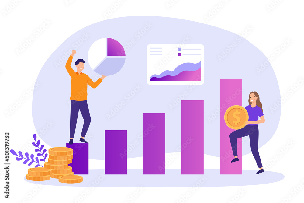 Business people increase financial chart, team work Business people increase financial chart, team work