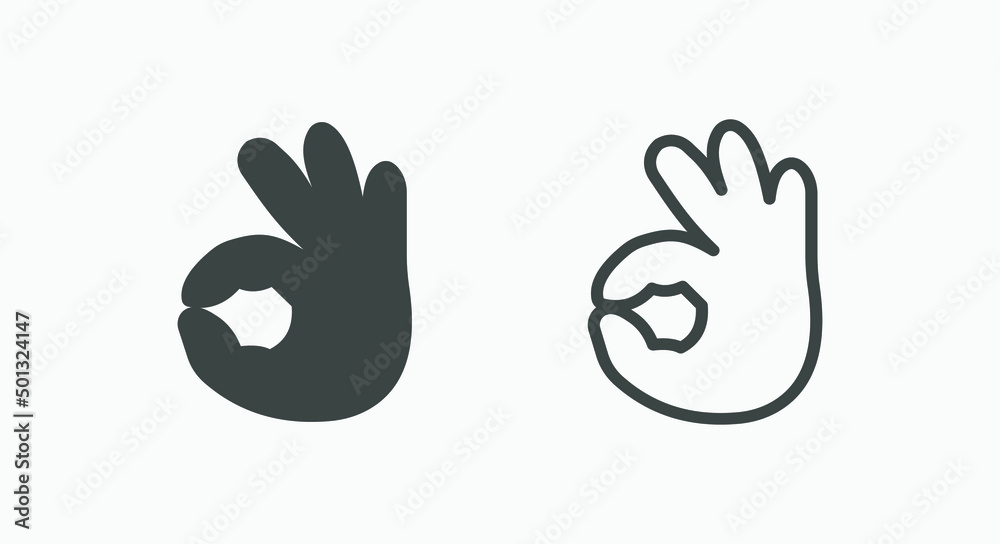 Ok hand vector icon isolated set. agreement, yes, perfect sign symbol with finger Ok hand vector icon isolated set. agreement, yes, perfect sign symbol with finger