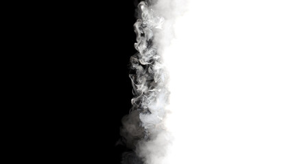 Abstract black and white smoke blot. Wave horizontal contrast copy space background..