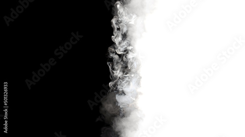 Abstract black and white smoke blot. Wave horizontal contrast copy space background..