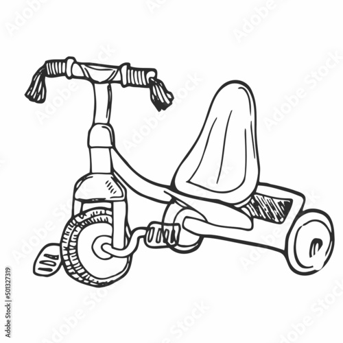 Children's Bike Doodle. Vector sketch of tricycle