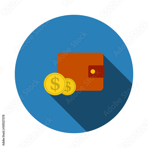 Two Golden Coins In Front Of Purse Icon