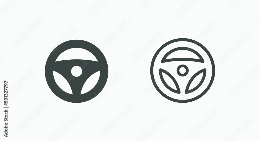Fototapeta premium car steering wheel icon vector symbol set illustration