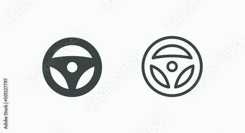 car steering wheel icon vector symbol set illustration