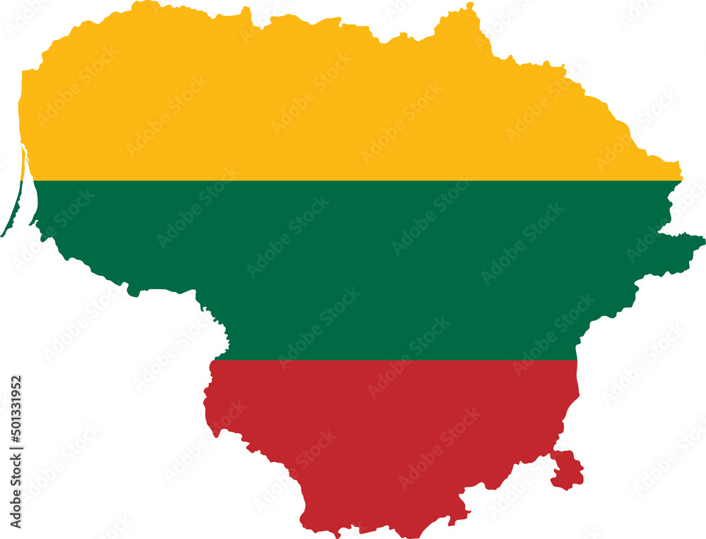map Lithuania with flag cartography map Lithuania with flag cartography