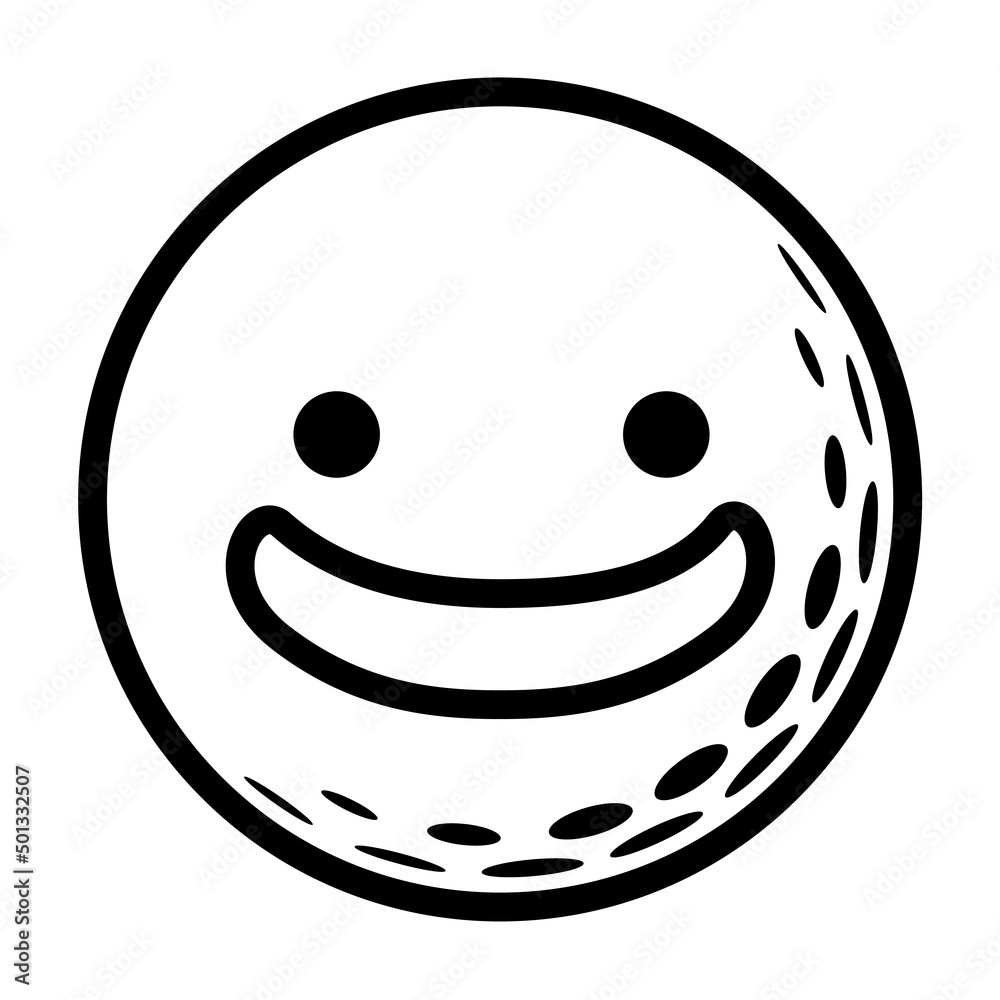 Obraz premium It is an illustration of a smiling golf ball.