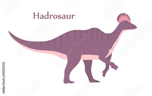 Ancient pangolin hadrosaur. Herbivorous dinosaur of the Jurassic period. Prehistoric animal and paleontology. Vector cartoon illustration isolated on a white background
