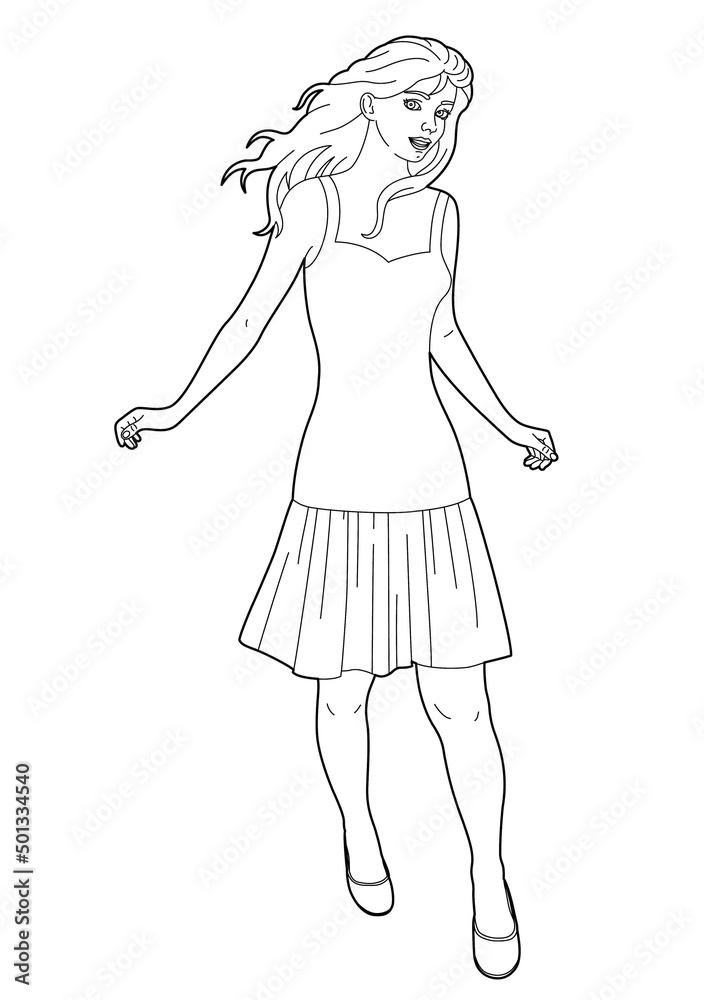 Drawing of a pretty woman standing Drawing of a pretty woman standing