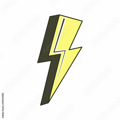 Thunder and lightning flash icon. Brown and yellow with white stripe. Vector illustration.