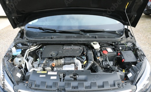 Photo of car engine motor.