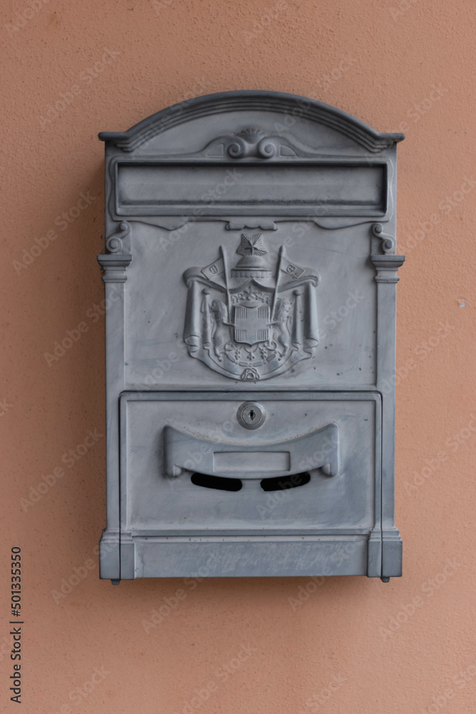 Typical Italian mailbox made of aluminium metal Typical Italian mailbox made of aluminium metal
