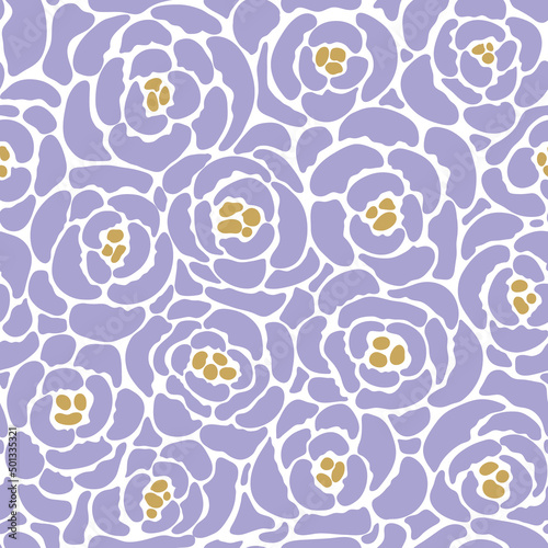 Vector seamless pattern background with pastel bold abstract hand drawn flowers