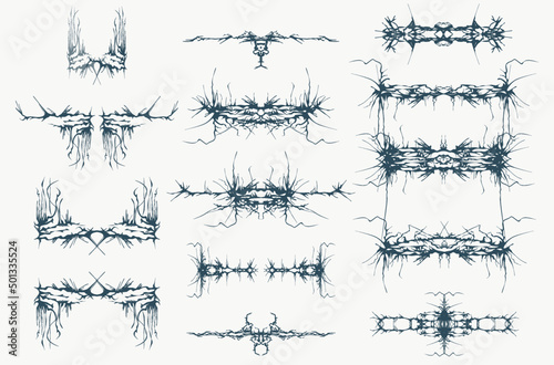 Decorative ornament. Abstract mystic signs collection. Magic decor set.  Modern abstract ethnic ornament. 