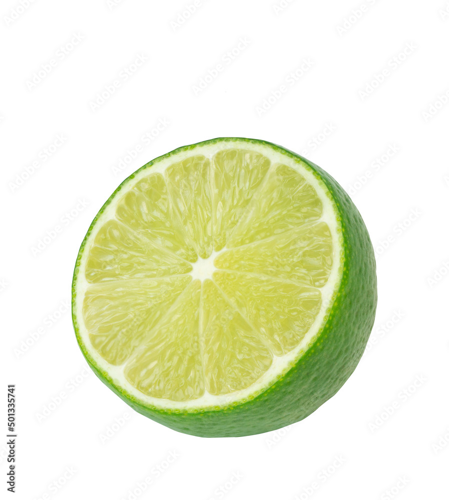 half of lime isolated on the white background