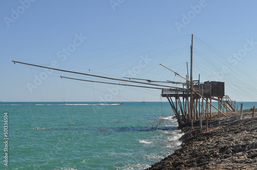 Trabucco Gargano fishing tower in Vieste