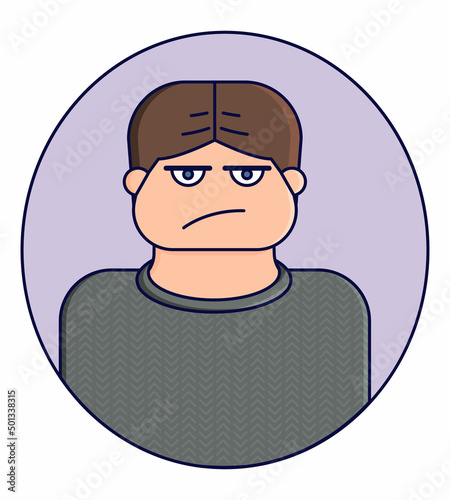 angry man sticker. Cartoon character people work
