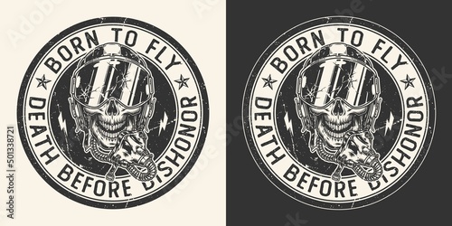 Skull pilot monochrome vintage element