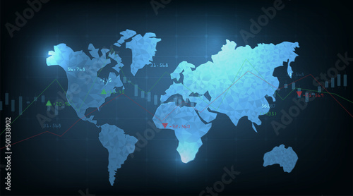 Trading World class on dark blue background.Business chart with rising and uptrend line graph.Trading infographic background concept.
