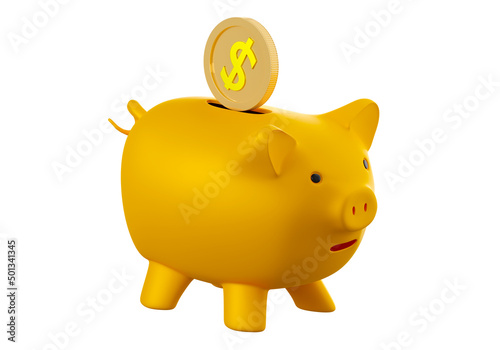 Economy money. Golden piggy...