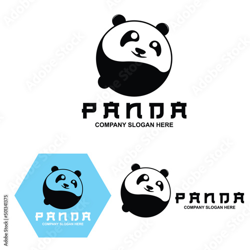 cute panda logo vector design ,animal background illustration