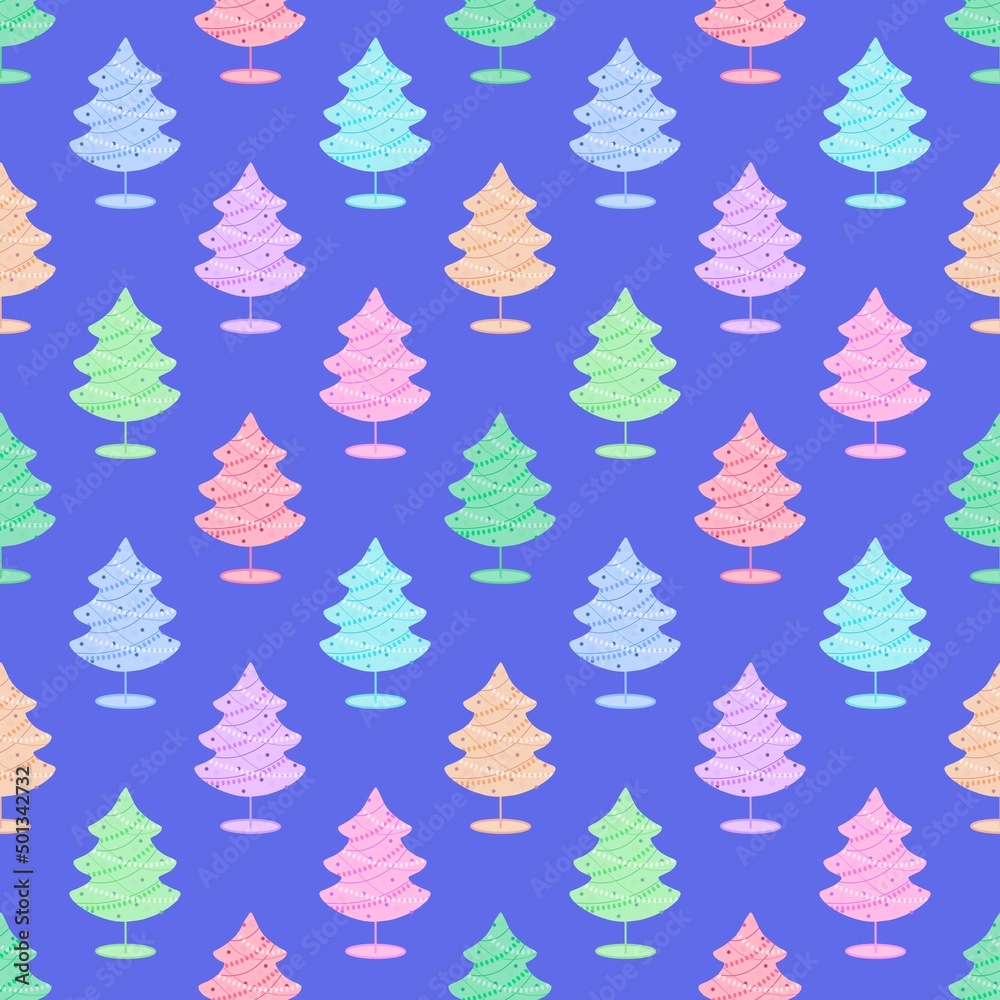 Obraz premium Seamless christmas tree pattern for new year gifts and fabrics