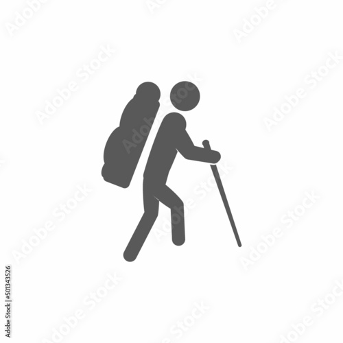 mountain climbing avatar icon vector illustration, camping, simple flat design.