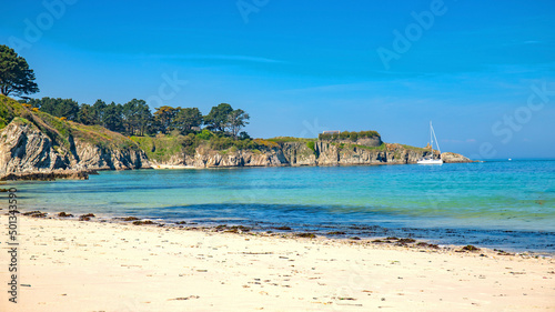 Belle ile en mer island beach in french atlantic britanny ocean