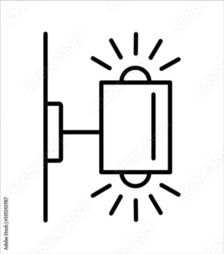 Up down modern sconce. Vector line icon. Wall light for home hallway, living room or bedroom. Indoor decor element in minimalist style. Isolated object