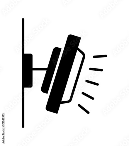 Security flood light. Vector flat silhouette icon. Outdoor wall sconce. Exterior decor element in modern style. Isolated object