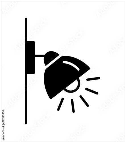 Spotlight sconce for home. Vector flat silhouette icon. Indoor wall light for bedroom, living room, hall, entryway. Interior decor element in modern style. Isolated object