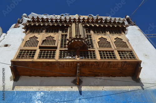 A traditional wooden balcony. Dahab, the Sinai peninsula, Egypt.