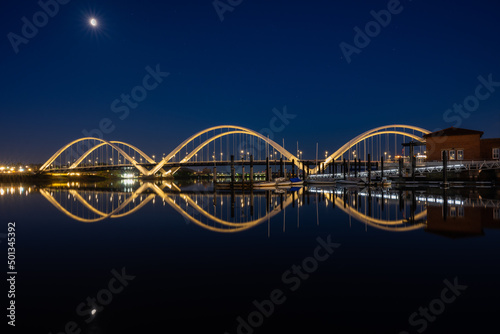 Waning Moon Over the Frederick Douglas Bridge and Anacostia River on a Spring Morning