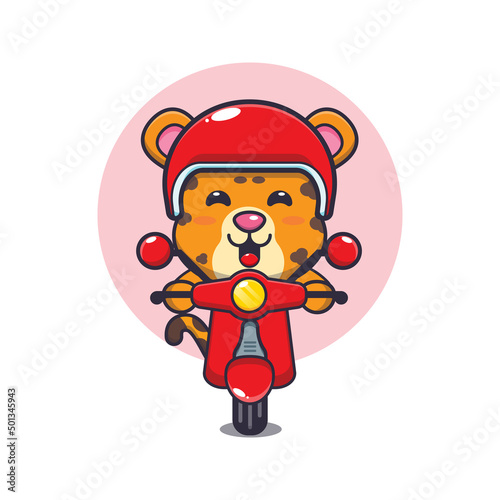 cute leopard mascot cartoon character ride on scooter
