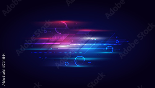 Modern abstract high-speed light effect. Technology futuristic dynamic motion on blue background. Movement pattern for banner or poster design background concept.