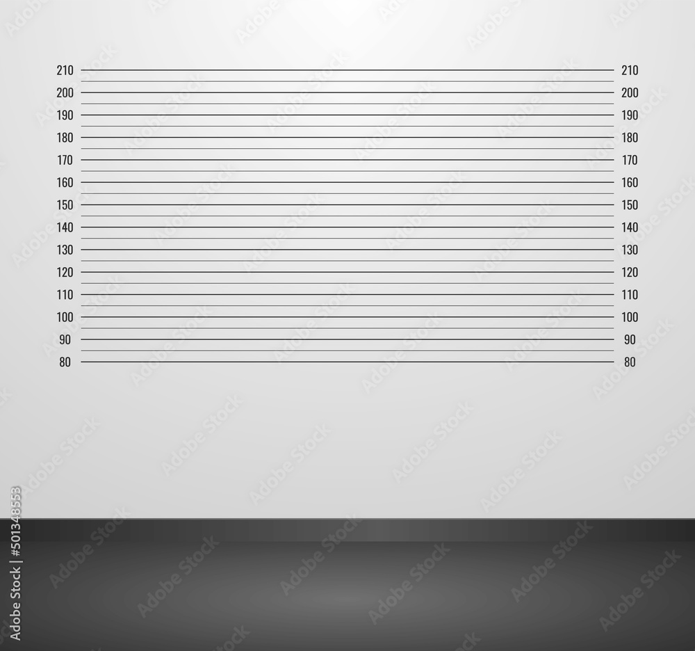 Vector illustration room with police mugshot background. Police lineup  background with centimeter scale. Police mugshot board template. Векторный  объект Stock | Adobe Stock
