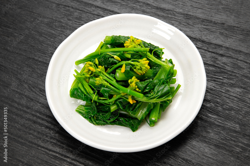 伝統野菜、播州こぶなの穂先のお浸し 伝統野菜、播州こぶなの穂先のお浸し