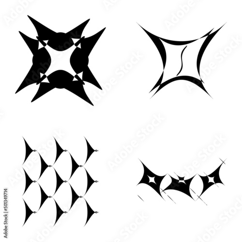 Abstract_4star Flat Icon Set Isolated On White Background