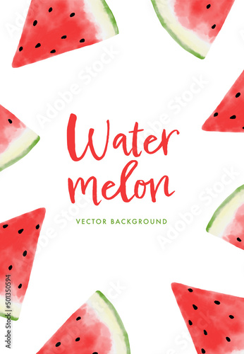 vector background with slices of watermelon in watercolor for banners, cards, flyers, social media wallpapers, etc.
