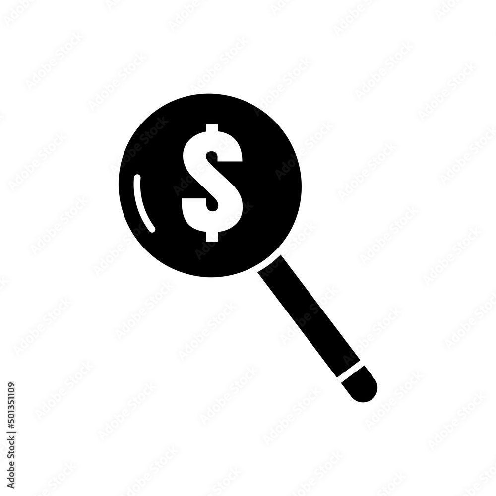 Search icon with dollar. solid icon style. suitable for currency symbol, business. simple design editable. Design template vector Search icon with dollar. solid icon style. suitable for currency symbol, business. simple design editable. Design template vector