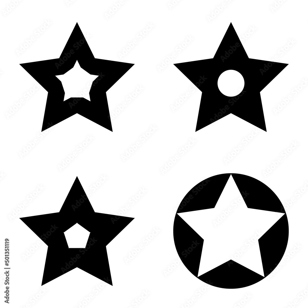 Stars Flat Icon Set Isolated On White Background