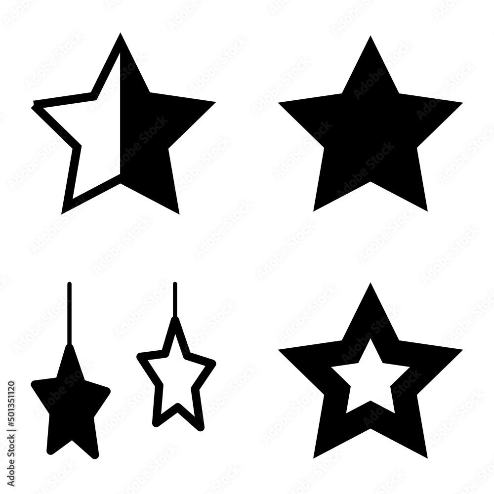 Stars Flat Icon Set Isolated On White Background Stars Flat Icon Set Isolated On White Background