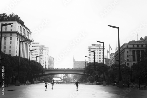 Sao Paolo, Brazil, in black and white. City center, downtown