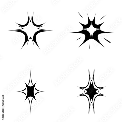 Starburst Flat Icon Set Isolated On White Background