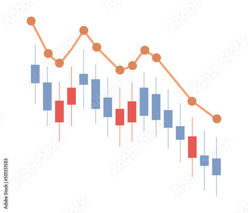 Graph economic downturn icon. Collapsed world market. International financial crisis. Decline global economy. Bearish market. Vector flat illustration