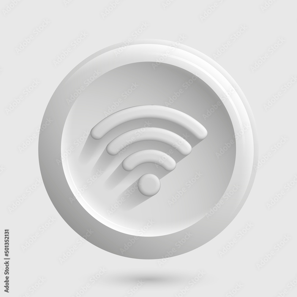 White monochromatic WiFi Icon. 3D Internet Access Element. Vector illustration White monochromatic WiFi Icon. 3D Internet Access Element. Vector illustration