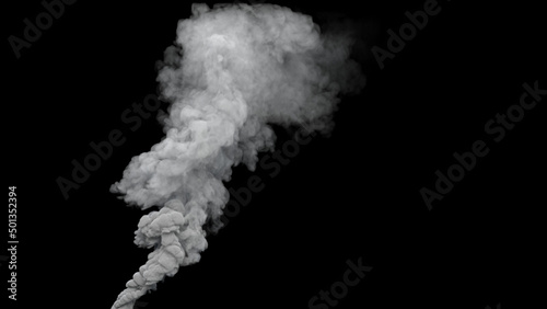 grey pollution smoke exhaust from masut power plant on black, isolated - industrial 3D rendering